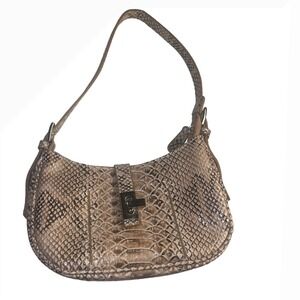 Vintage DMARGEAU NY Los Angeles Snakeskin Shoulder Bag Silver Buckle Accent